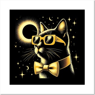 Cat Wearing Solar Eclipse Glasses Posters and Art